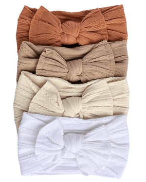 Solid Knit Nylon Headband - White