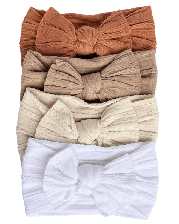 Solid Knit Nylon Headband - White
