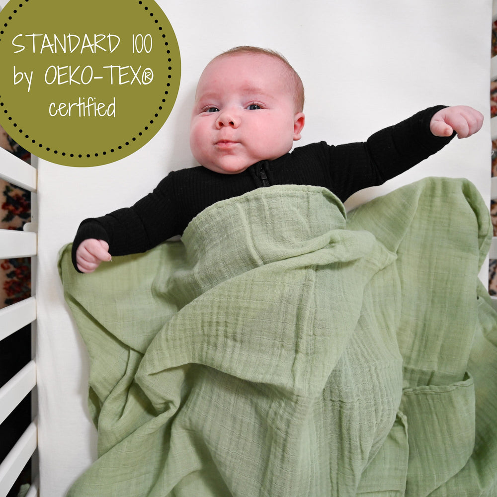 Green Baby Muslin Swaddle Blanket