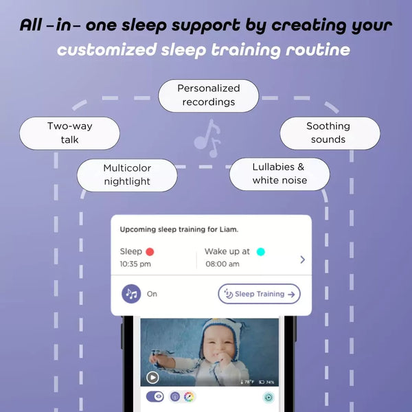 "GoBaby AI Cam in angle 8 view, perfect for baby monitoring and nursery décor."