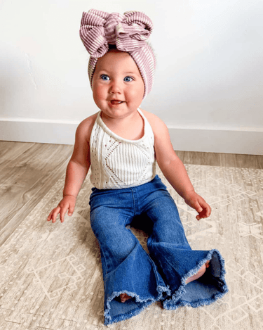 Sophie Denim Bell Bottoms in Dark Wash for babies - stylish and comfortable jeans for little ones.