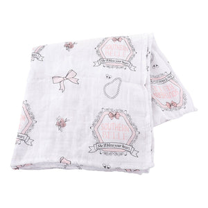 Gift Set: Southern Belle Baby Muslin Swaddle Blanket and Burp Cloth/Bib Combo Extra Large Bamboo Cotton
