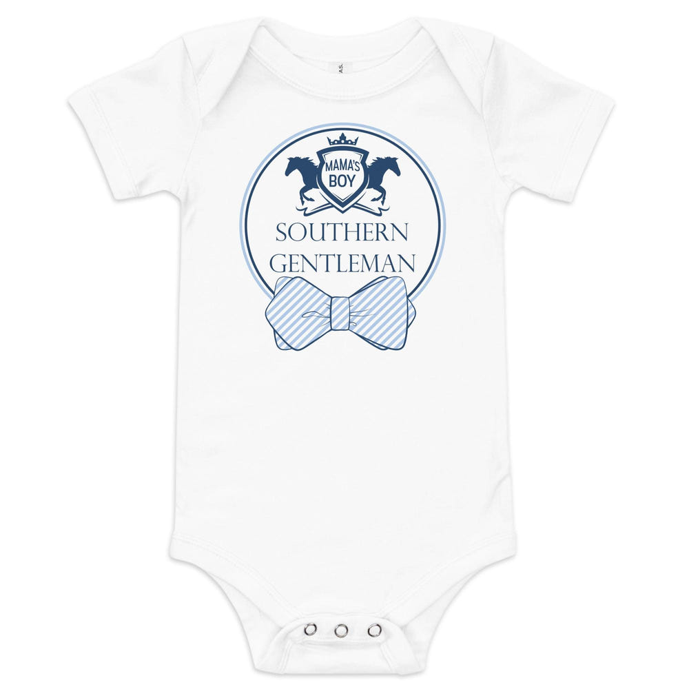 Southern Gentleman short sleeve onesie for babies, featuring a charming design perfect for little Southern charmers.