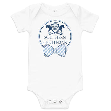 Southern Gentleman short sleeve onesie for babies, featuring a charming design perfect for little Southern charmers.