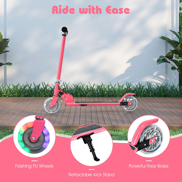 Folding Aluminum Kids Kick Scooter with LED Lights - Foldable