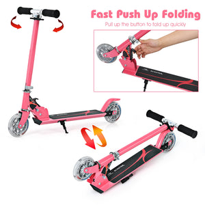 Folding Aluminum Kids Kick Scooter with LED Lights - Foldable