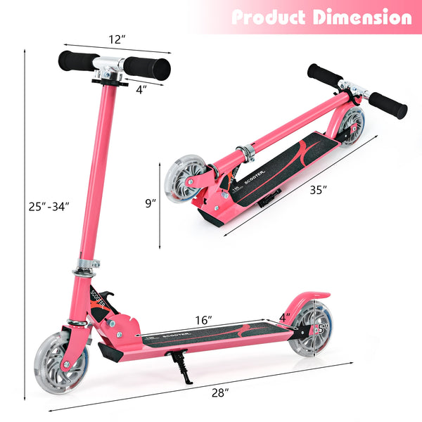 Folding Aluminum Kids Kick Scooter with LED Lights - Foldable