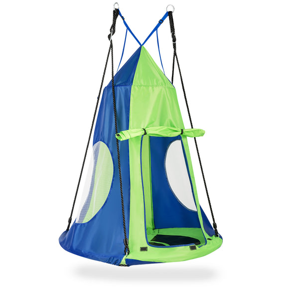 2-in-1 40-inch kids hanging chair swing tent set for fun and relaxation, perfect for indoor and outdoor play.