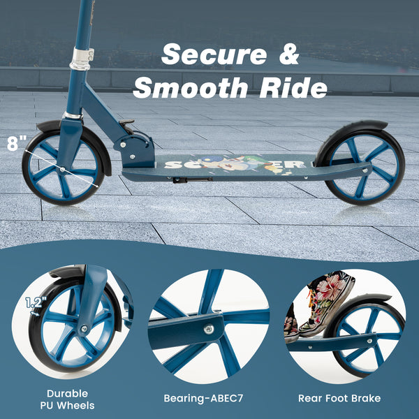 Folding Aluminum Alloy Scooter with 3 Adjustable Heights for Kids