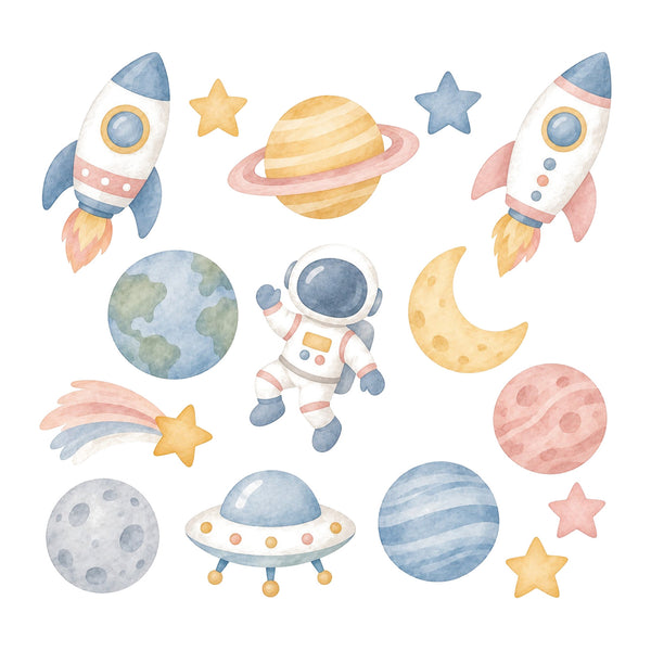 Space Wall Decals, Set of 15 - product only on white background