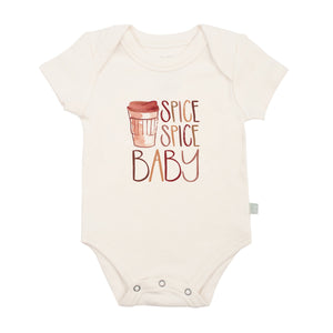 Spice Spice Baby graphic bodysuit for infants, short sleeve design, perfect for stylish and comfortable baby wear.