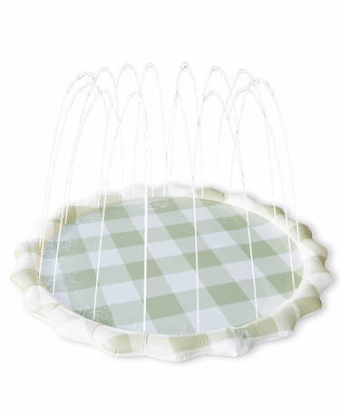 Green Gingham Splash Pad for babies, perfect bath toy for fun water play and summer enjoyment.