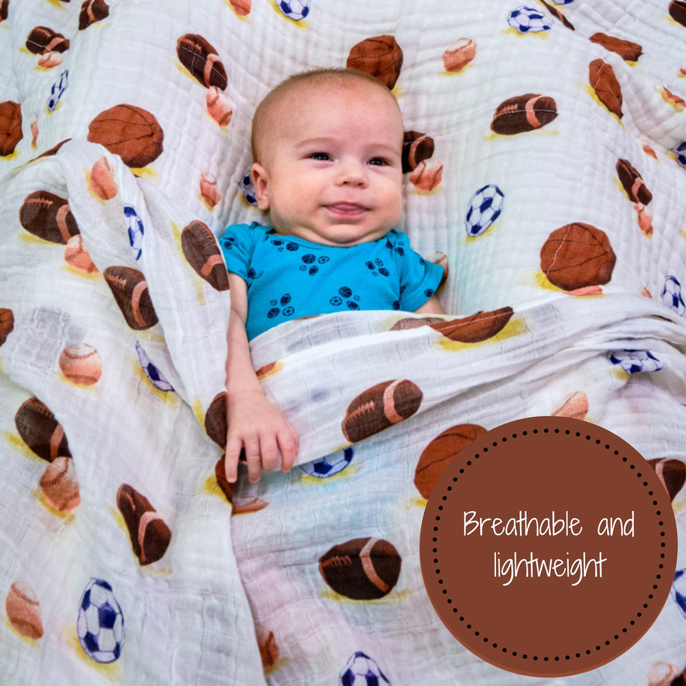 Go Sports! Baby Muslin Swaddle Blanket - MOOGCO Baby