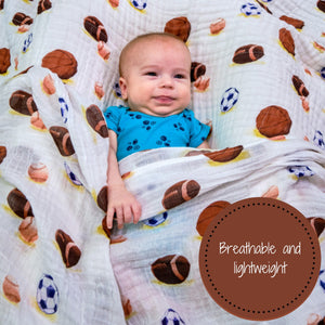 Go Sports! Baby Muslin Swaddle Blanket - MOOGCO Baby