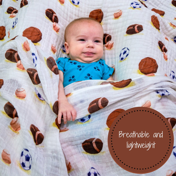 Go Sports! Baby Muslin Swaddle Blanket - MOOGCO Baby