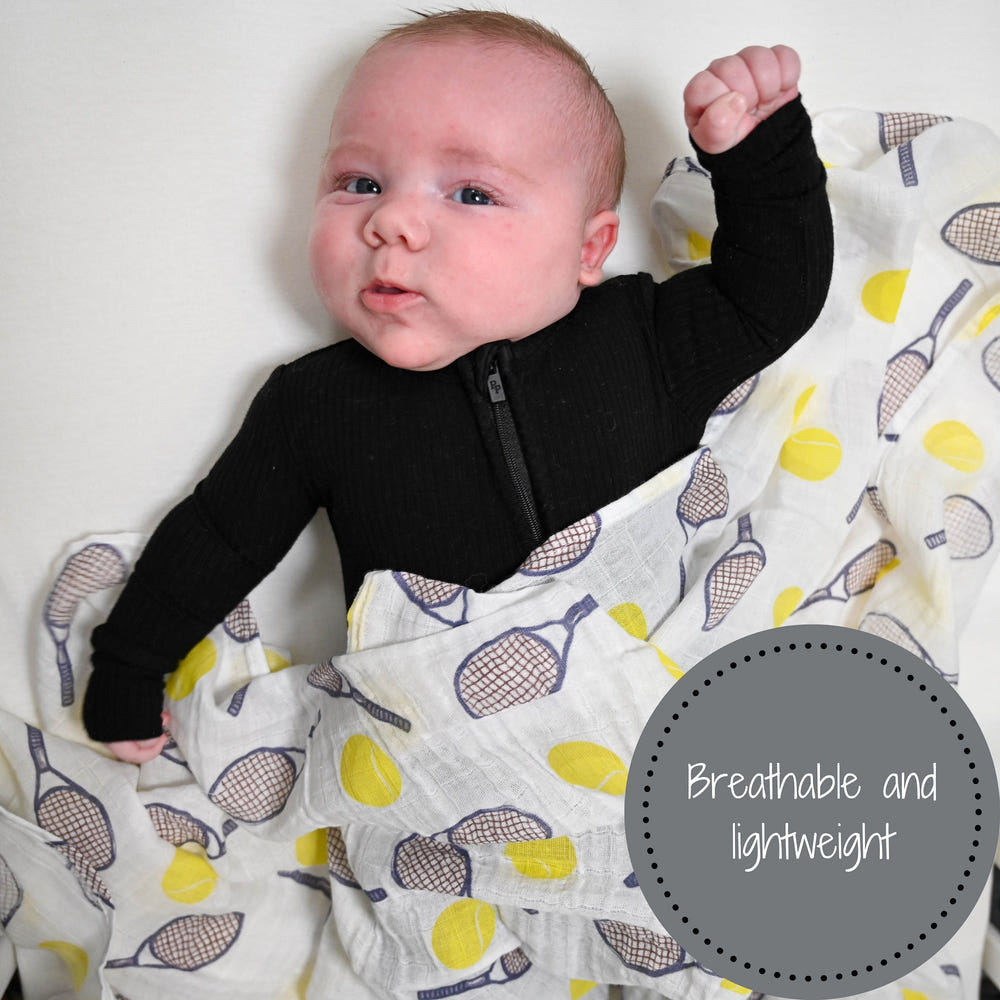 Love All Tennis Baby Muslin Swaddle Blanket - MOOGCO Baby