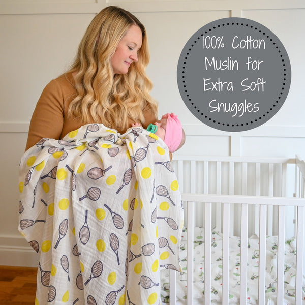 Love All Tennis Baby Muslin Swaddle Blanket