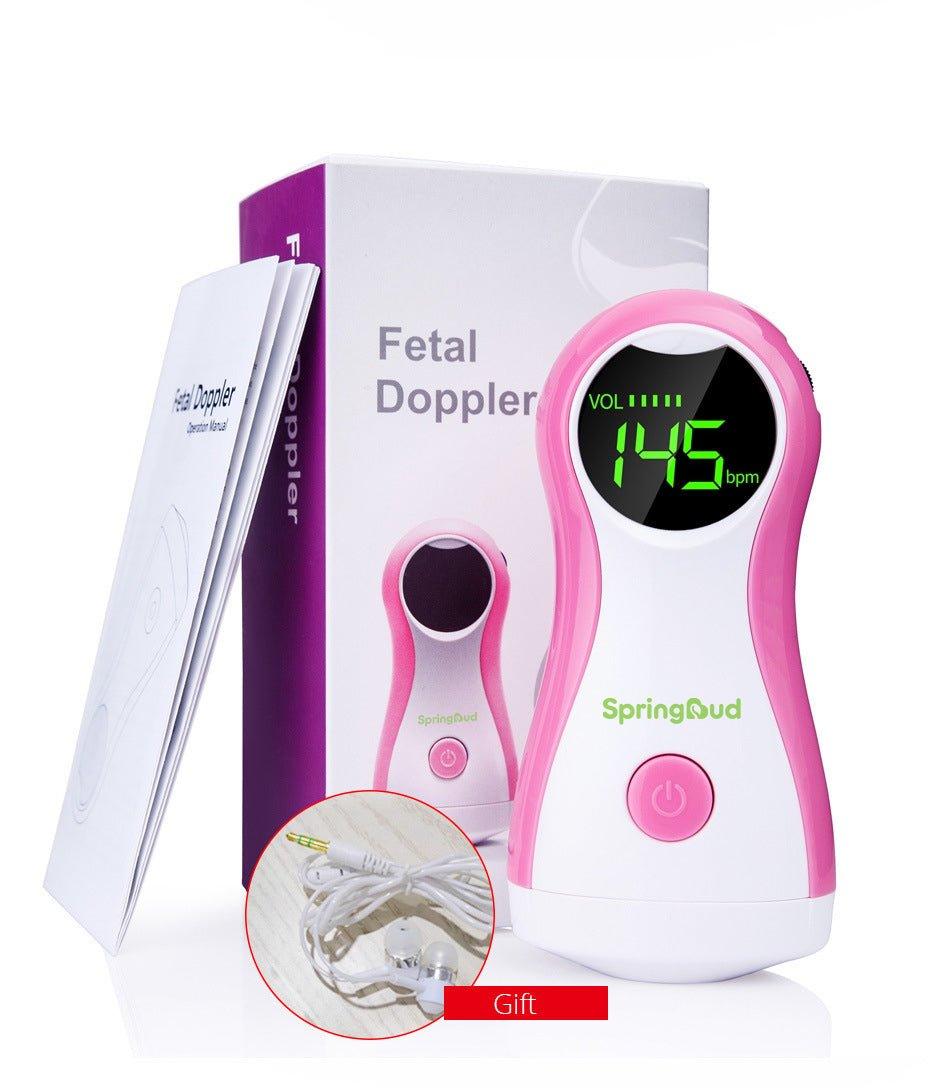 SpringBud FD-100C Mini Dopplers in 4 colors - essential prenatal heart rate monitor for expecting parents.