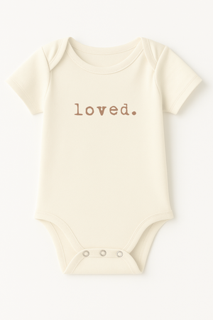 Loved. Clay Organic Cotton Baby Bodysuit Short Sleeve