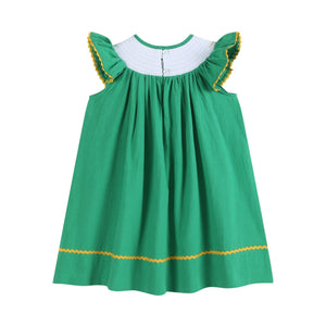 St. Patrick's Day Shamrock Green Smocked Bishop Dress