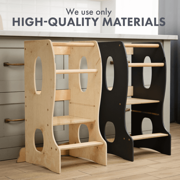 Stable Montessori Tower: Wooden Growing Chair - Beige