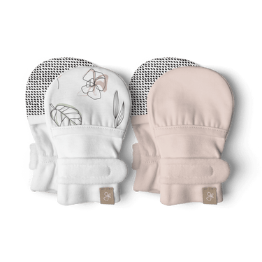 STAY ON 2-PACK MITTS | ABSTRACT FLORAL + ROSE - MOOGCO Baby