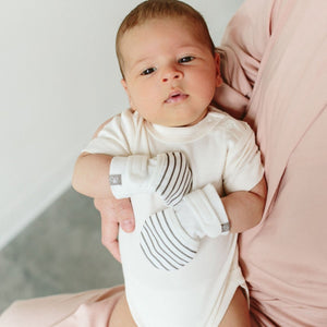 STAY ON 2-PACK MITTS | STRIPE GRAY + MIDNIGHT - MOOGCO Baby