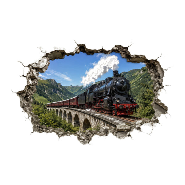 Steam Train 3D Wall Sticker - product only on white background