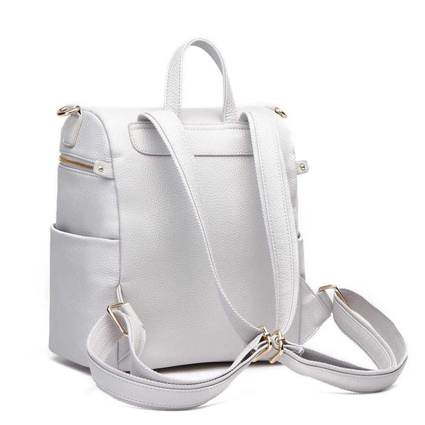 Stone grey Petit Diaper Bag at angle 2, stylish and functional for modern parents on the go.