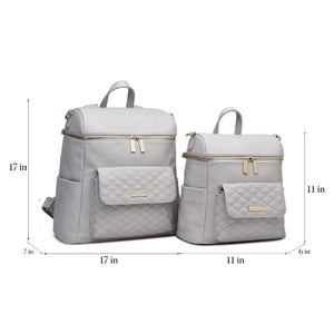 Stone grey Petit Diaper Bag at angle 9, stylish and functional for modern parents.