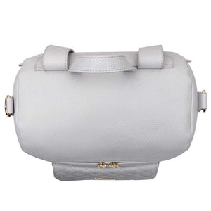 Stone grey Petit Diaper Bag at angle 6, stylish and functional for modern parents.