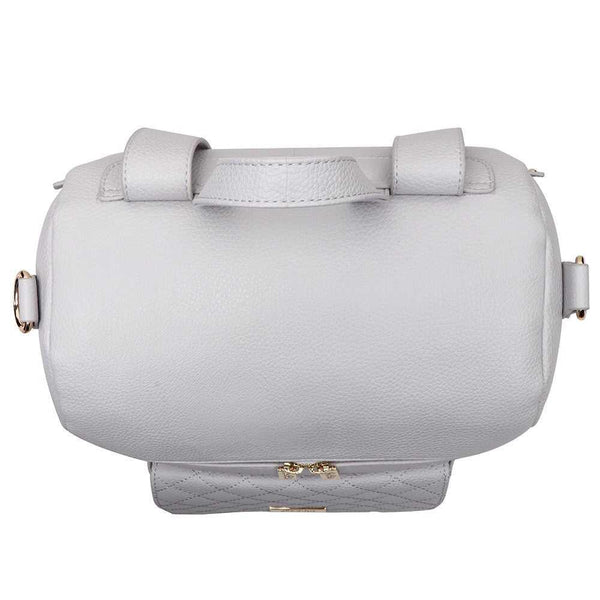 Stone grey Petit Diaper Bag at angle 6, stylish and functional for modern parents.