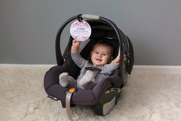 Flower No Touching Baby Car Seat Sign Tag