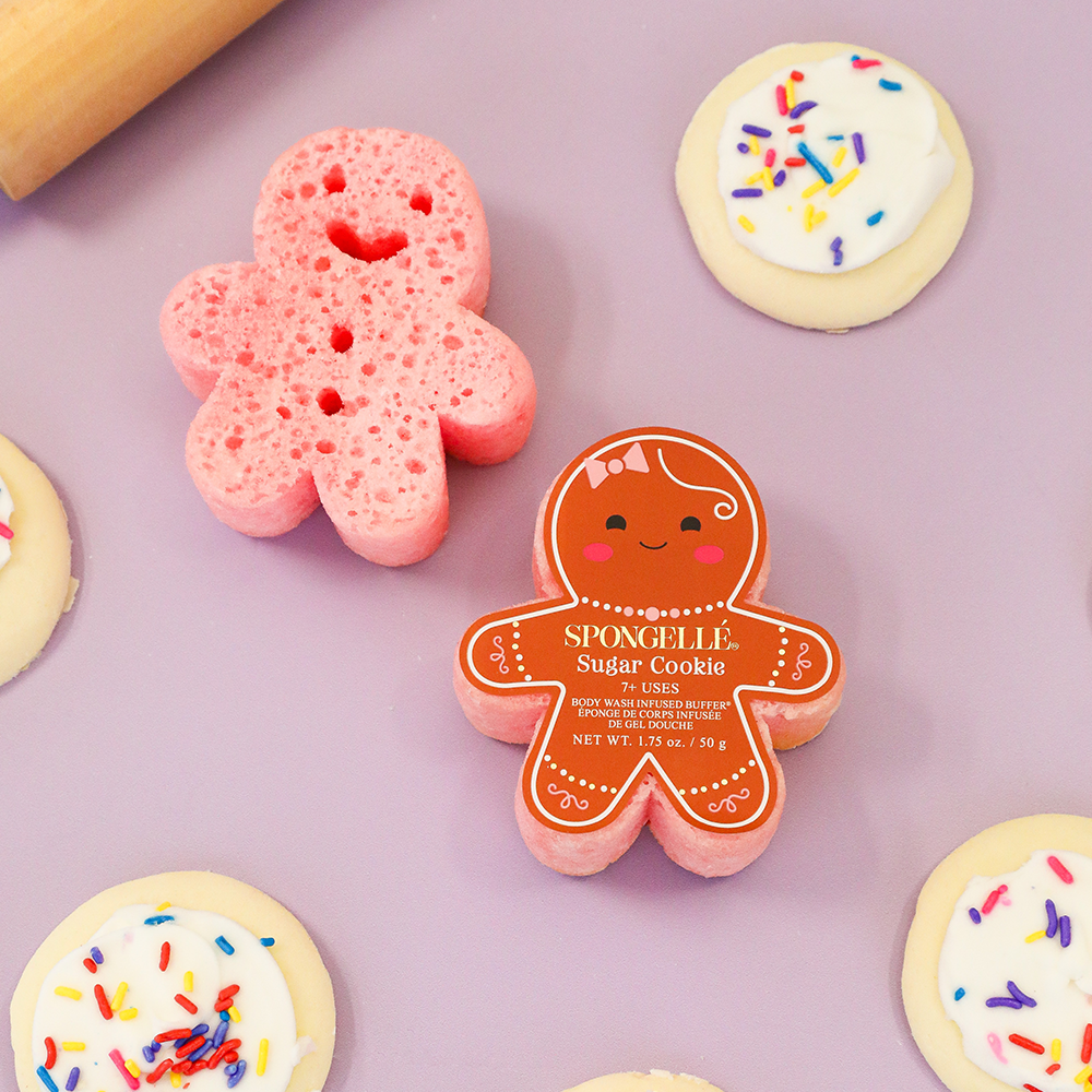 Sugar Cookie Holiday Gingerbread Body Wash Infused Buffer for a festive and gentle cleansing experience.