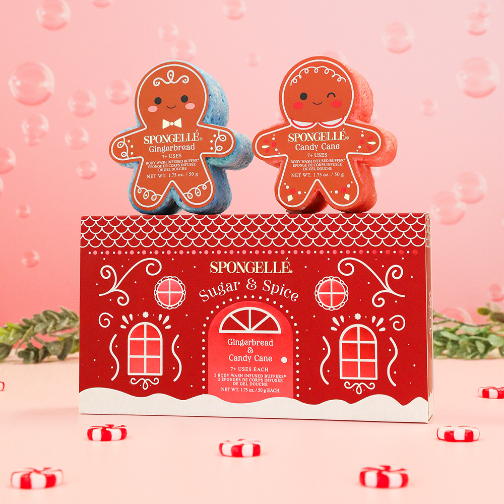 Sugar & Spice Holiday Gingerbread Gift Set - Body Wash Infused Buffer for a festive bathing experience.