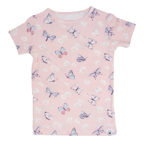 Pink Butterfly Daisy Bamboo Summer Pajama Set