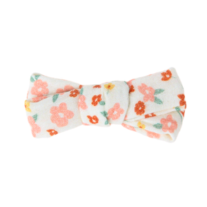 Single Bow Hair Clip in Sunset Meadow, organic baby accessory for stylish seasonal wear.