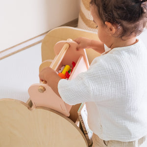 Montessori Wooden Bookshelf on Wheels