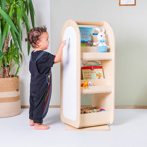 Montessori Rotating Bookshelf with Writing Board