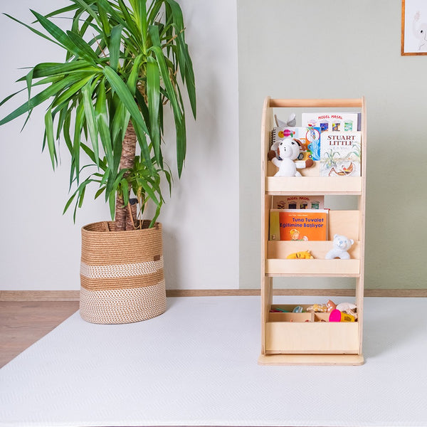 Montessori Rotating Bookshelf with Writing Board