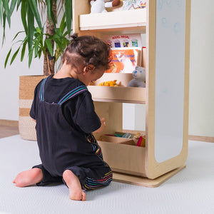 Montessori Rotating Bookshelf with Writing Board