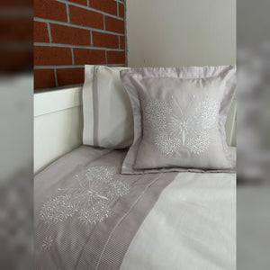 Butterfly Embroidered Cotton Baby Duvet Cover Set, 4 Pieces by LaFiny, Latte Brown #lattebrown