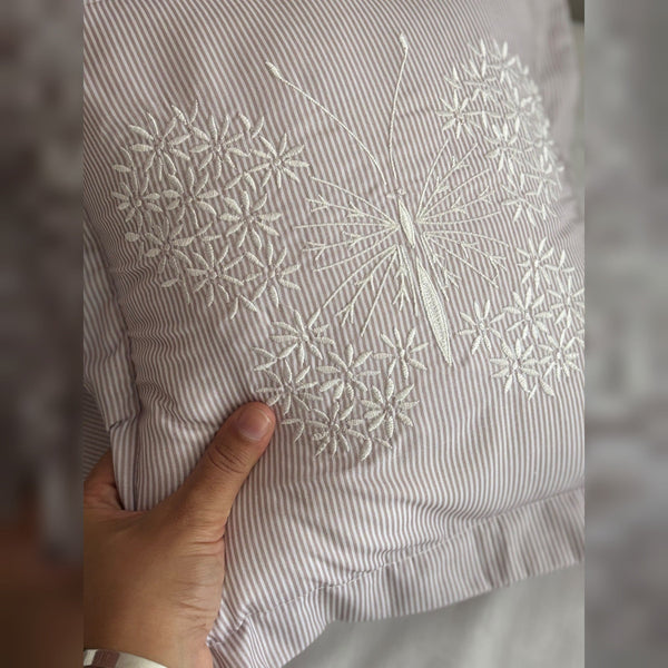 Butterfly Embroidered Cotton Baby Duvet Cover Set, 4 Pieces by LaFiny, Latte Brown #lattebrown