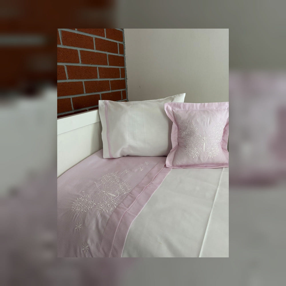 Butterfly Embroidered Cotton Baby Duvet Cover Set, 4 Pieces by LaFiny, Pink #pink