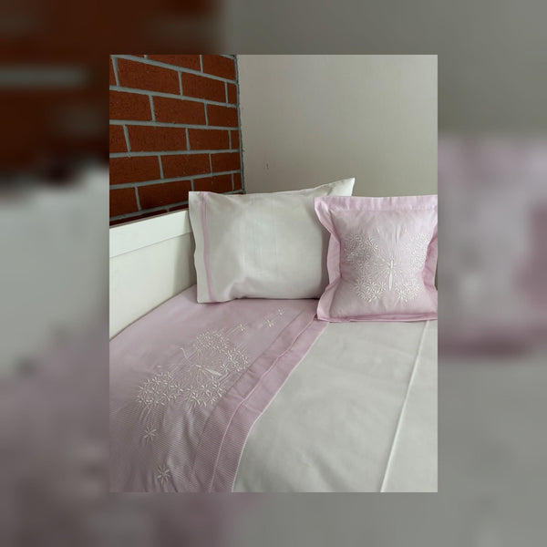 Butterfly Embroidered Cotton Baby Duvet Cover Set, 4 Pieces by LaFiny, Pink #pink