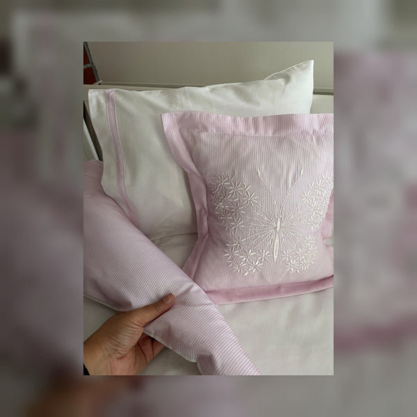 Butterfly Embroidered Cotton Baby Duvet Cover Set, 4 Pieces by LaFiny, Pink #pink
