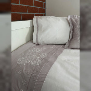Butterfly Embroidered Cotton Baby Duvet Cover Set, 4 Pieces by LaFiny, Latte Brown #lattebrown