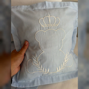 King Bear Embroidered Cotton Baby Duvet Cover Set, 4 Pieces by LaFiny, Blue #blue