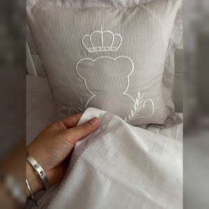 King Bear Embroidered Cotton Baby Duvet Cover Set, 4 Pieces by LaFiny, Latte Brown #lattebrown