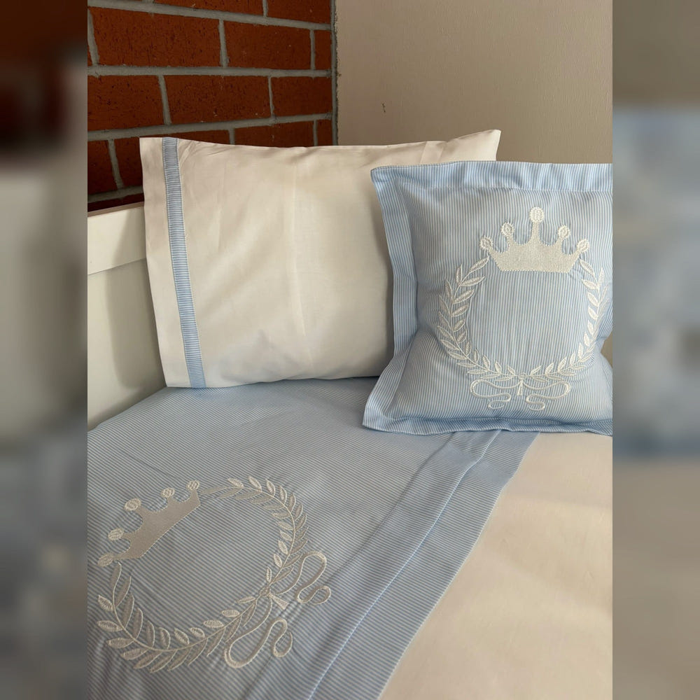 King Embroidered Cotton Baby Duvet Cover Set, 4 Pieces by LaFiny, Blue #blue